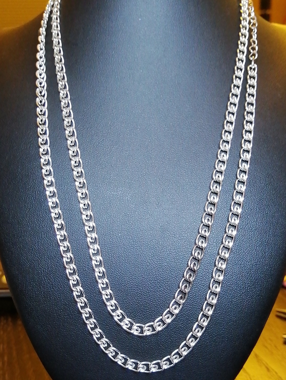 Classic Men’s Women's Silver Tone Chain Necklace 38" Long